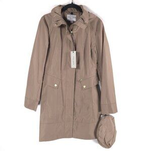 NWT COLE HAAN SIGNATURE Packable‎ Raincoat Jacket Beige Hooded Size XS/TP